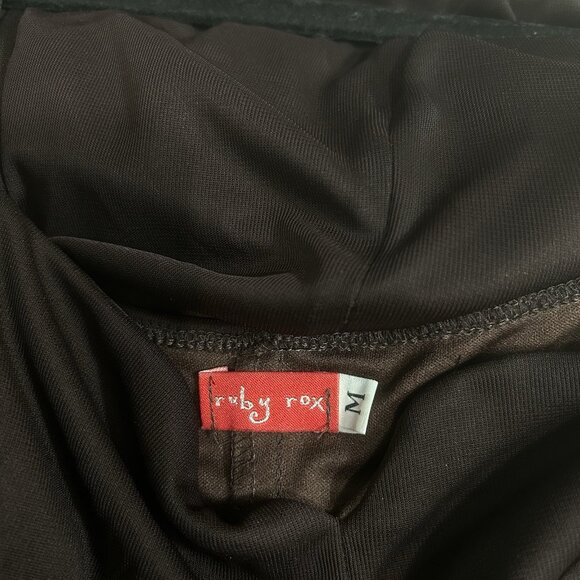 Vintage 90s Brown Chiffon Midi Dress Asymmetrical Hem Fairy Ethereal Earthy Sz M - Picture 10 of 12